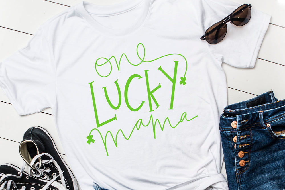 One Lucky Mama design file (dxf, eps, png, svg) - perfect for vinyl shirt making